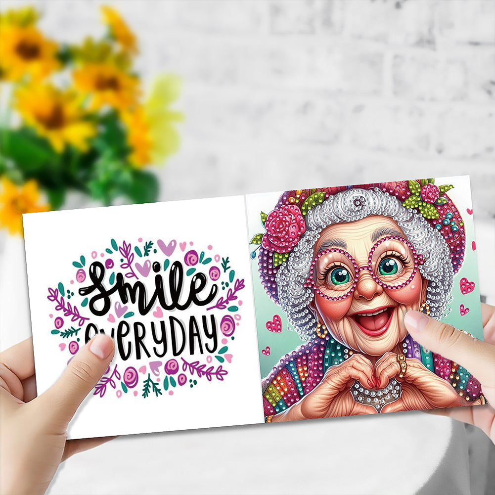 6PCS DIY Rhinestone Diamond Art Mosaic Postcards for Festivals and Celebrations