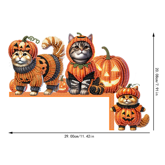 Cat Diamond Art Door Right Angle Sign 5D DIY Wooden Door Topper for Party Favors