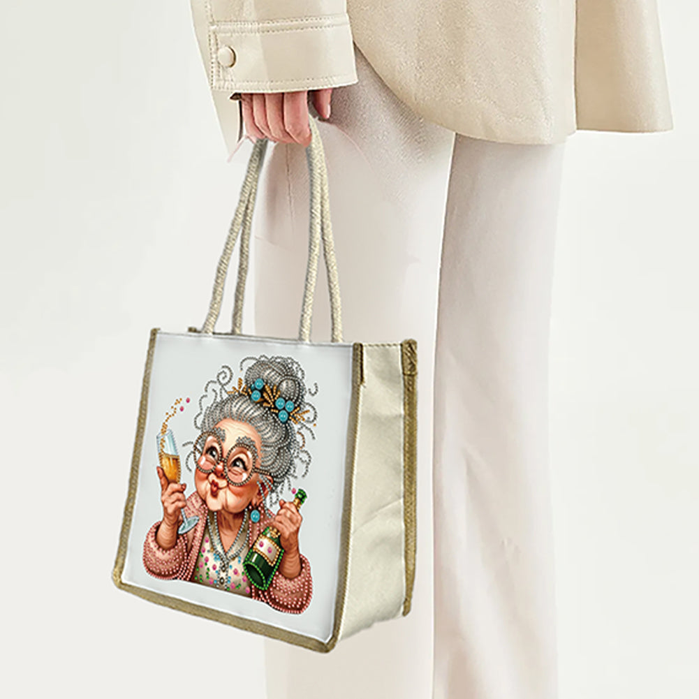 5D Diamond Painting Handbag DIY Linen Shopping Storage Bag Reusable Grocery Bag