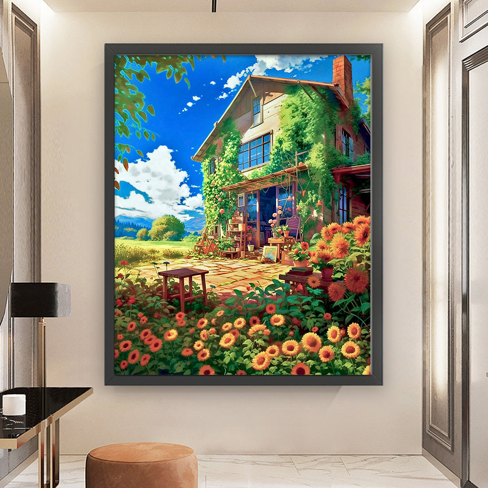 Flower Hut - 16CT Stamped Cross Stitch 50*60CM