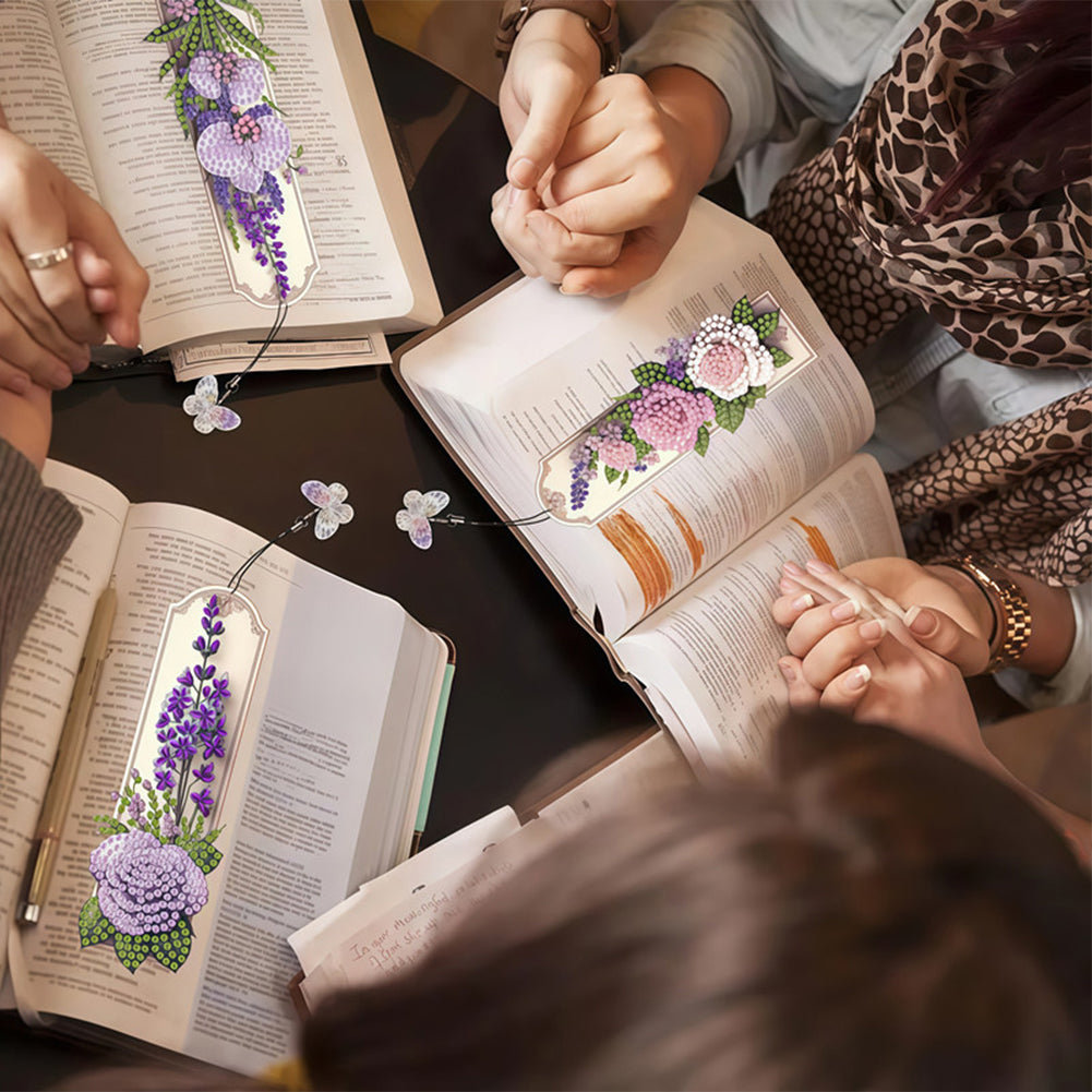 3Pcs Flower Patterns DIY Diamond Painting Art Bookmarks for Reading Enthusiasts