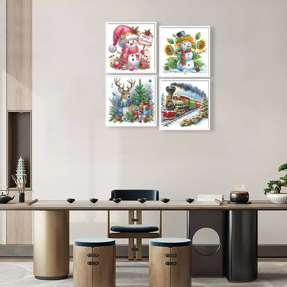 4 Pcs Christmas - Special Shaped Drill Diamond Painting 30*30CM