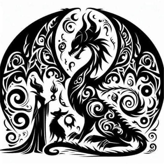 Silhouette Dragon And Witch - 11CT Stamped Cross Stitch 40*40CM