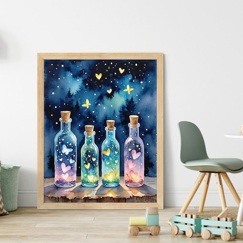 Colored Glass Bottle - 11CT Stamped Cross Stitch 40*50CM
