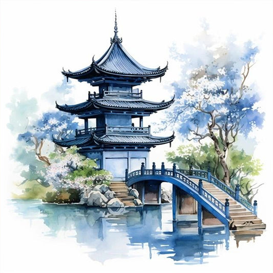 Pavilions And Towers - 11CT Stamped Cross Stitch 40*40CM