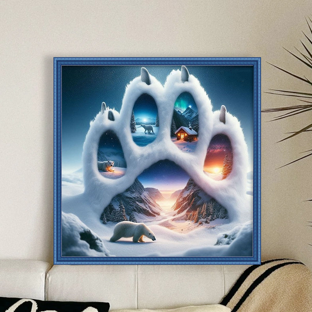 Bear Paw Polar Bear - 11CT Stamped Cross Stitch 45*45CM