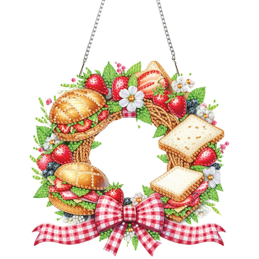 Wreath Acrylic 2D Flat DIY Diamond Art Pendant Window Hanging Art for Home Decor