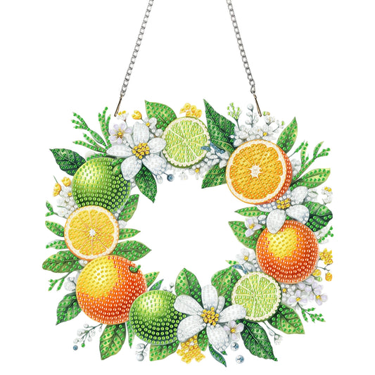 Wreath Acrylic 2D Flat DIY Diamond Art Pendant Window Hanging Art for Home Decor