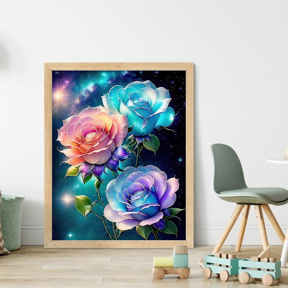 Colored Rose - 11CT Stamped Cross Stitch 40*50CM
