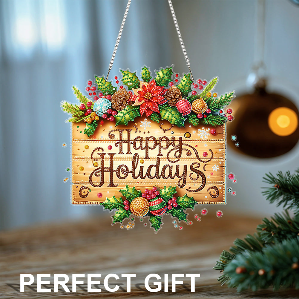 Christmas 2D Flat DIY Hanging Diamond Art Kits Window Hanging Art for Home Decor