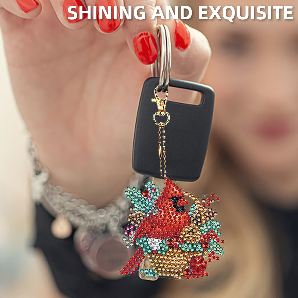 12pcs Christmas Diamond Painting Keychains Kit DIY Diamond Art Charms for Adults