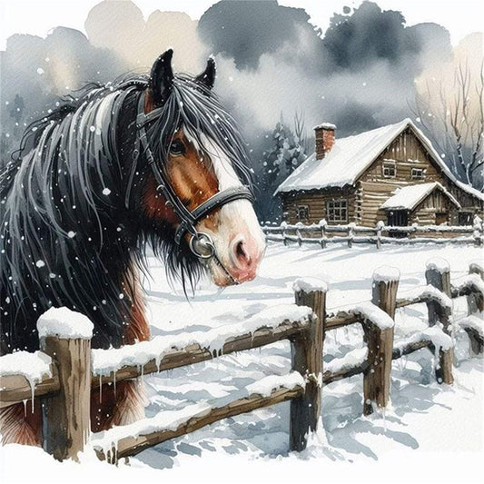 Winter Horse - 11CT Stamped Cross Stitch 40*40CM