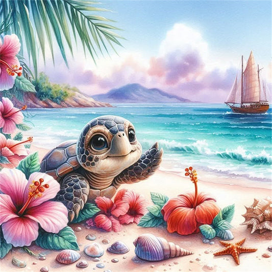 Beach Turtle - 11CT Stamped Cross Stitch 40*40CM