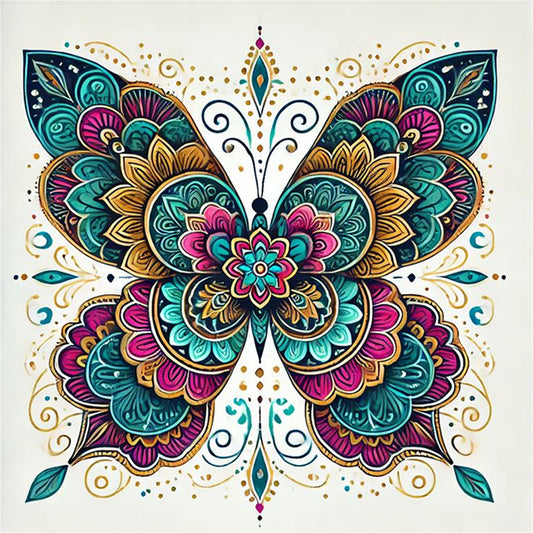 Butterfly With Mandala Pattern - 11CT Stamped Cross Stitch 50*50CM
