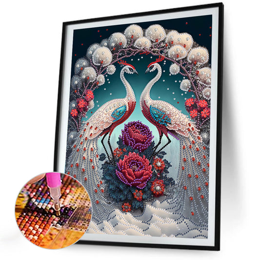 Flower Peacock - Special Shaped Drill Diamond Painting 30*40CM