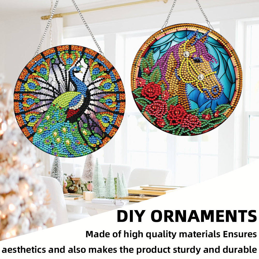 2pcs Animal Theme 2D Flat DIY Diamond Art Pendant Wall Decor for Home & Windows