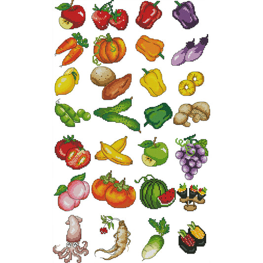 Children Identify Fruits And Vegetables - 14CT Stamped Cross Stitch 34*54CM (Joy Sunday)