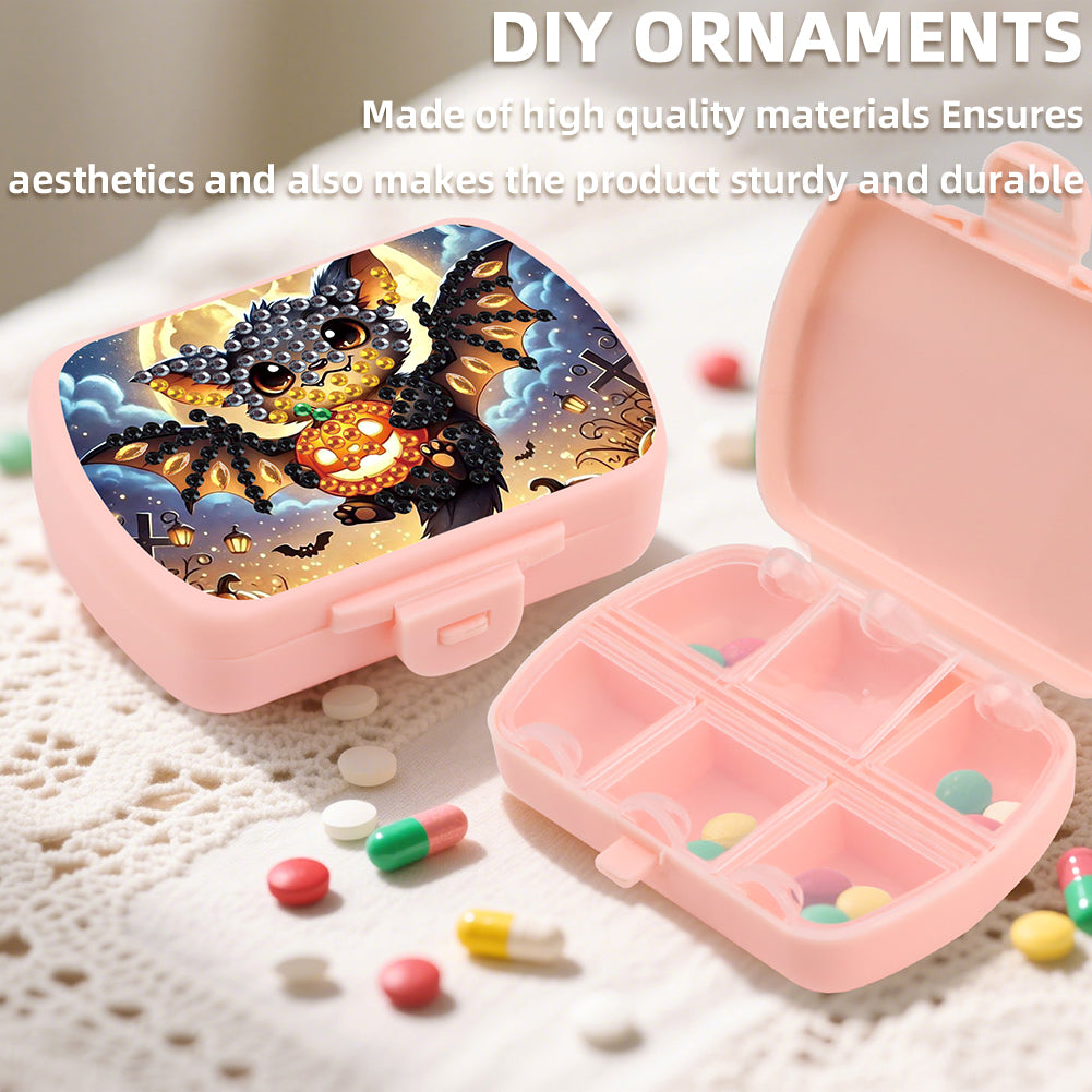 2Pcs 5D DIY Animal Theme Diamond Art Pill Storage Case Rhinestone Pill Organizer