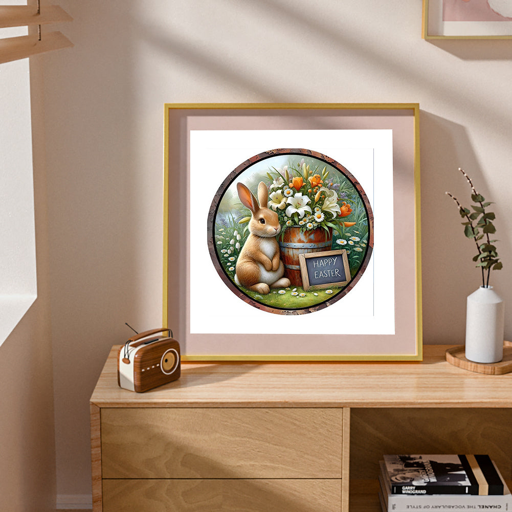 Rabbit And Flower - Full Round Drill Diamond Painting 30*30CM