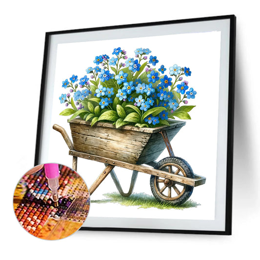 Blue Star Flower - Full Round Drill Diamond Painting 30*30CM