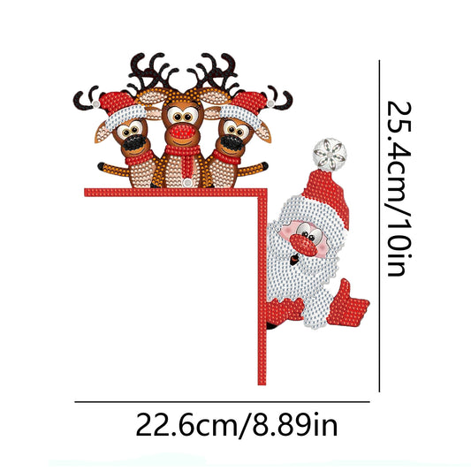 DIY Xmas Diamond Art Door Frame Decoration Door Corner Pendants for Feiend Gifts