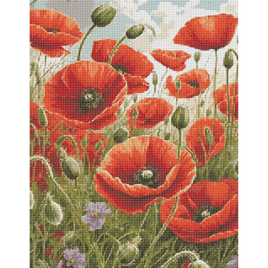 Poppy Bush - Full Round Drill Diamond Painting 40*50CM