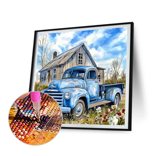 Blue Classic Car - Full Round Drill Diamond Painting 30*30CM