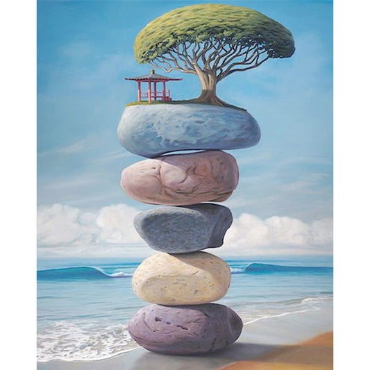 Stones On The Seaside - 11CT Stamped Cross Stitch 40*50CM