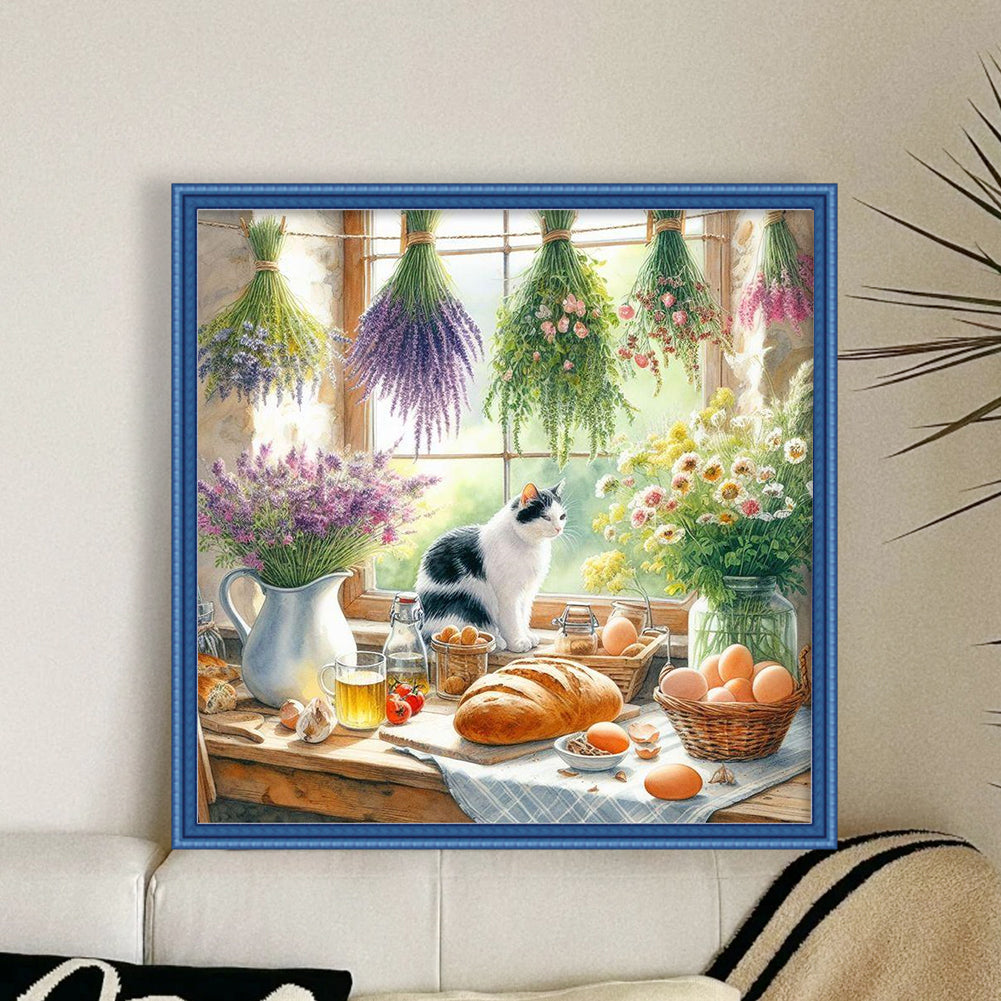 Bakery Kitten - 11CT Stamped Cross Stitch 45*45CM