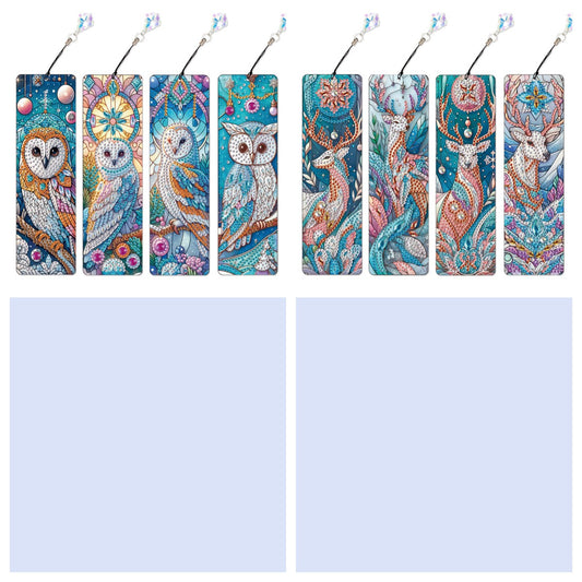 8Pcs Colored Patterns DIY Diamond Painting Art Bookmarks for Reading Enthusiasts