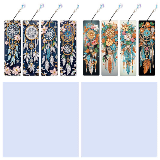 8Pcs Colored Patterns DIY Diamond Painting Art Bookmarks for Reading Enthusiasts