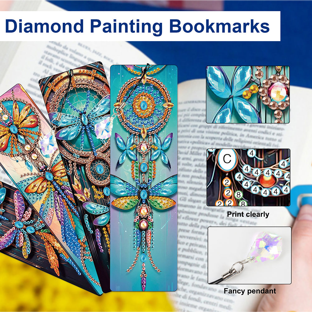 8Pcs Colored Patterns DIY Diamond Painting Art Bookmarks for Reading Enthusiasts