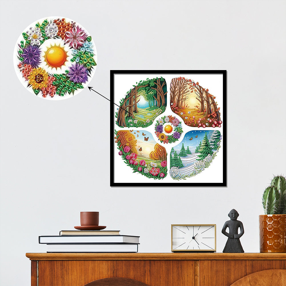 Four Seasons Forest - Special Shaped Drill Diamond Painting 30*30CM