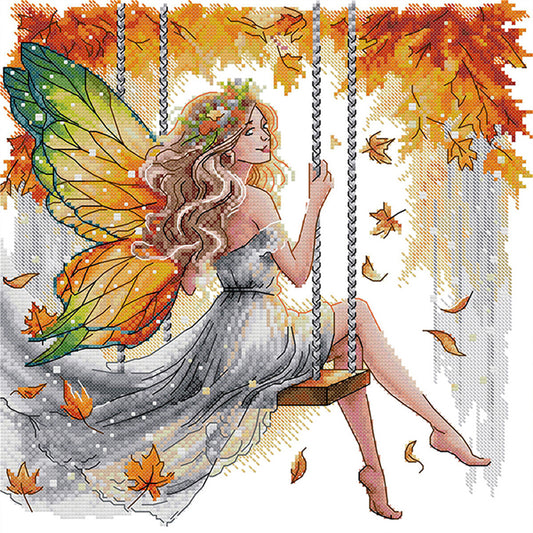 Autumn Swing Thousands Of Butterfly Fairies - 11CT Stamped Cross Stitch 44*44CM(Joy Sunday)