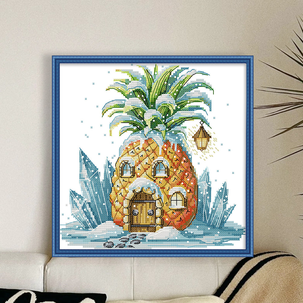 Pineapple Hut - 11CT Stamped Cross Stitch 28*29CM(Joy Sunday)