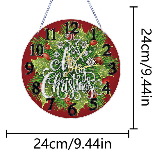 2D Flat DIY Xmas Diamond Painting Ornament with Clock Function Creative Craft