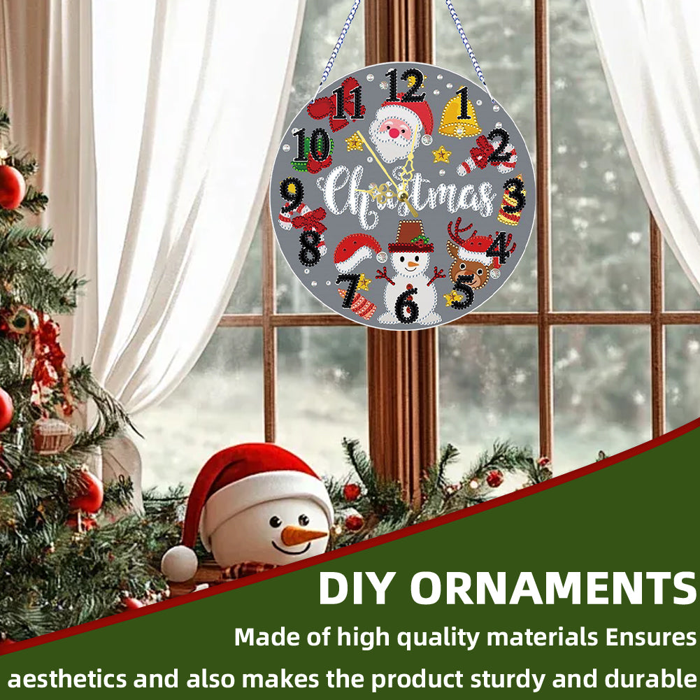 2D Flat DIY Xmas Diamond Painting Ornament with Clock Function Creative Craft