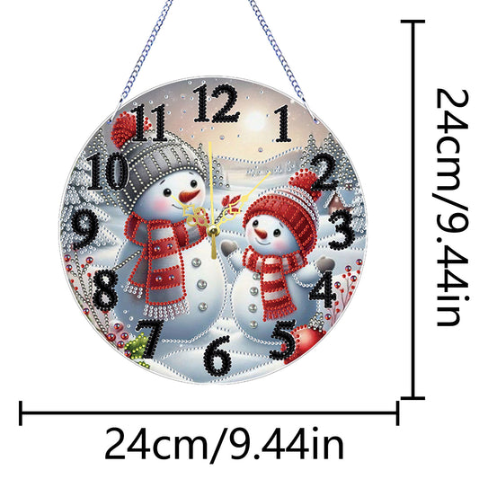 2D Flat DIY Xmas Diamond Painting Ornament with Clock Function Creative Craft