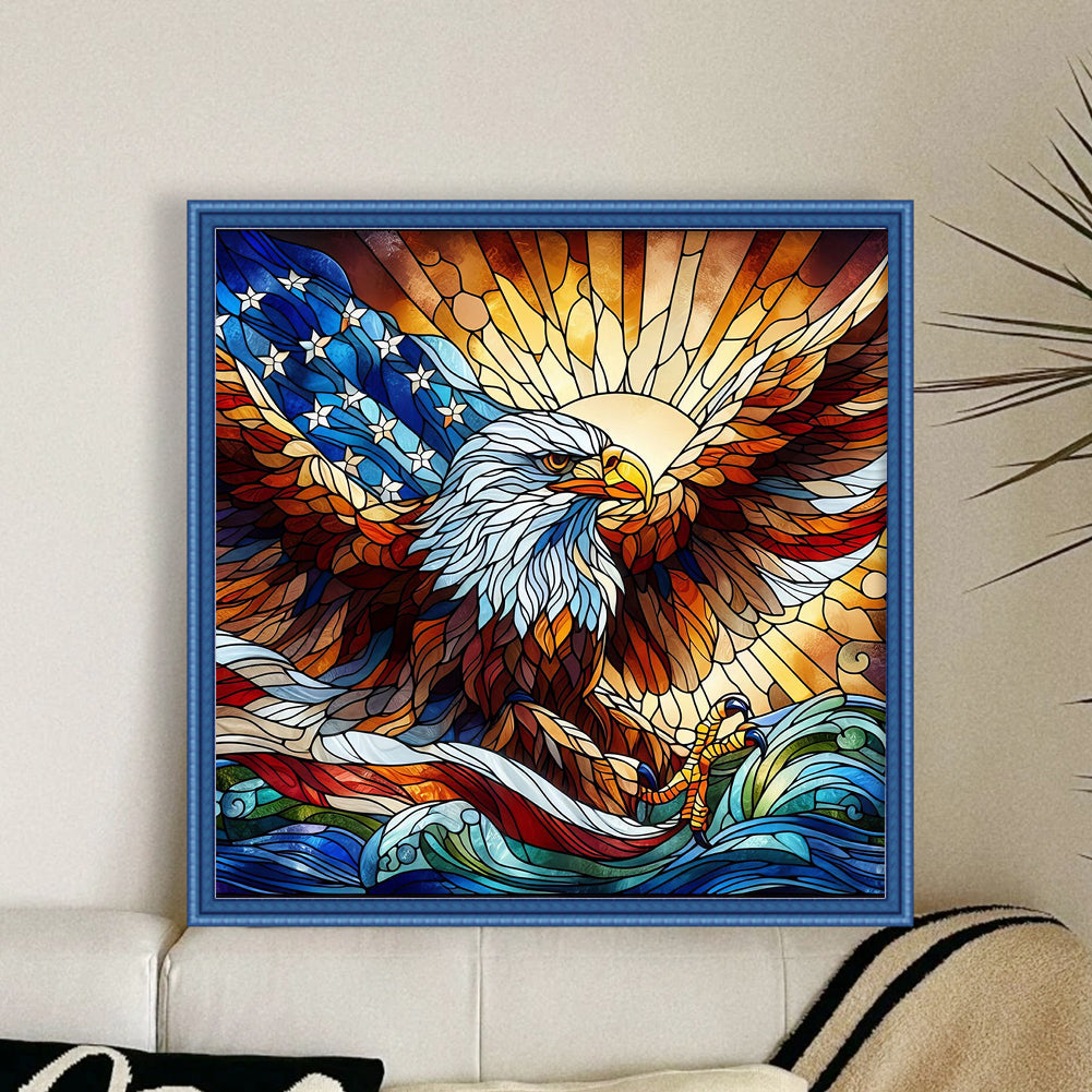 Glass Painting Eagle - 11CT Stamped Cross Stitch 45*45CM
