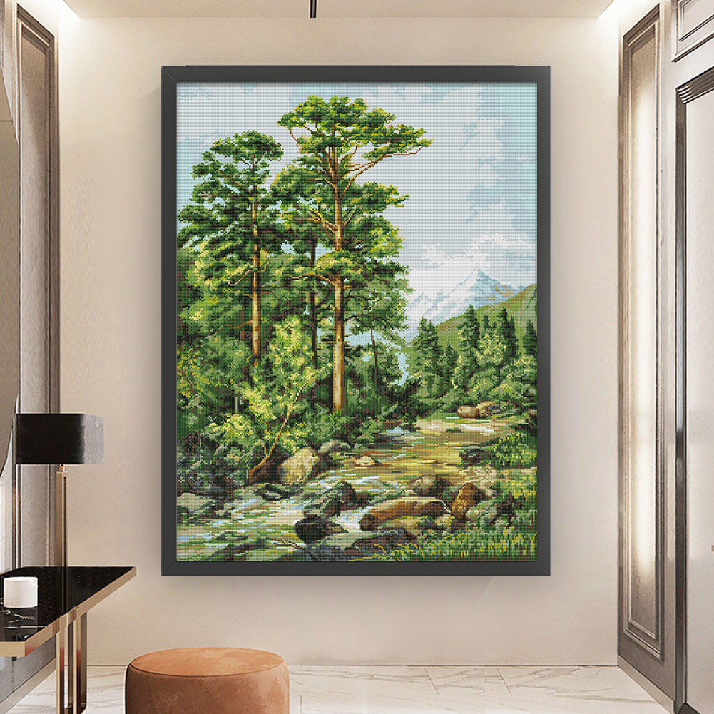 Forest Stream - 14CT Stamped Cross Stitch 52*69CM(Joy Sunday)