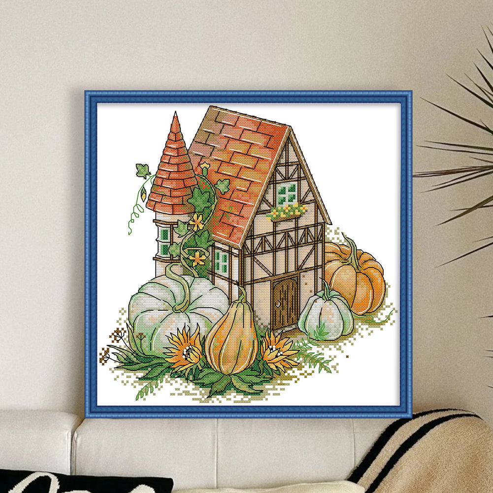 Autumn Cottage - 14CT Stamped Cross Stitch 30*29CM(Joy Sunday)