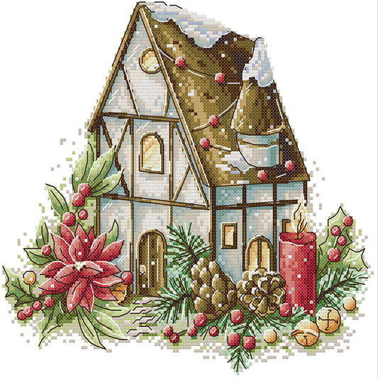 Winter Cottage - 14CT Stamped Cross Stitch 30*28CM(Joy Sunday)