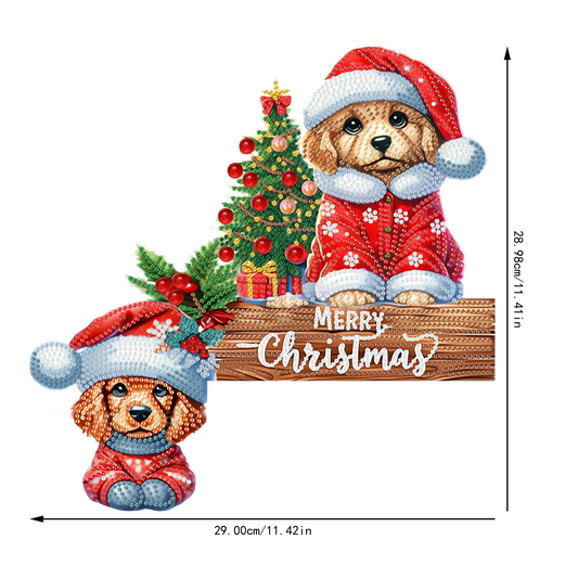DIY Xmas Diamond Art Door Corner Pendants Wooden Door Decoration for Home Office