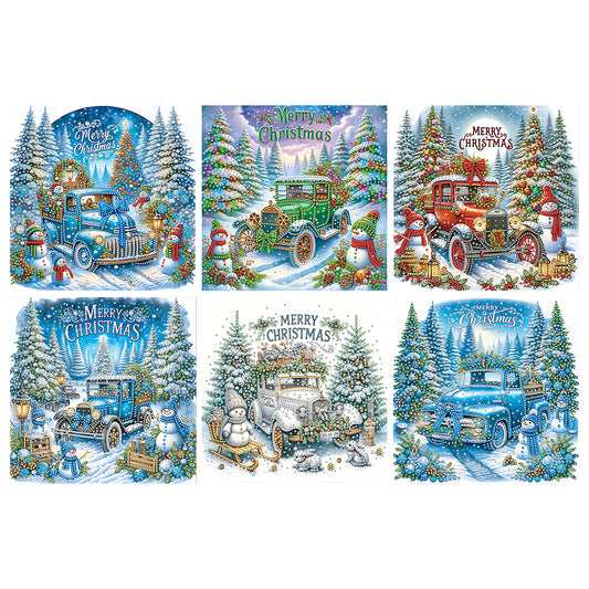 6Pcs Christmas Car - Special Shaped Drill Diamond Painting 30*30CM
