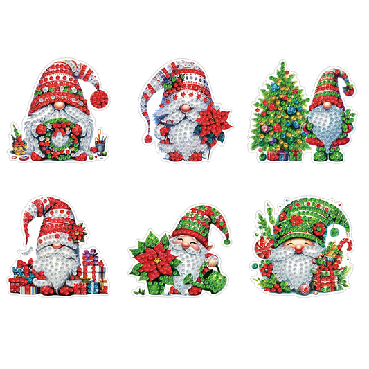 6PCS 2D Flat Xmas DIY Crystal Refrigerator Magnet Round Diamond Magnetic Sticker