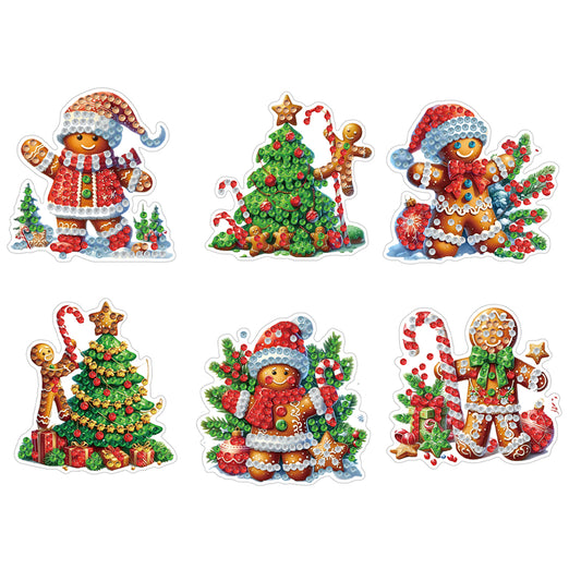 6PCS 2D Flat Xmas DIY Crystal Refrigerator Magnet Round Diamond Magnetic Sticker