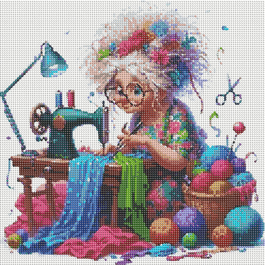 Sewing Granny - Full Round Drill Diamond Painting 40*40CM