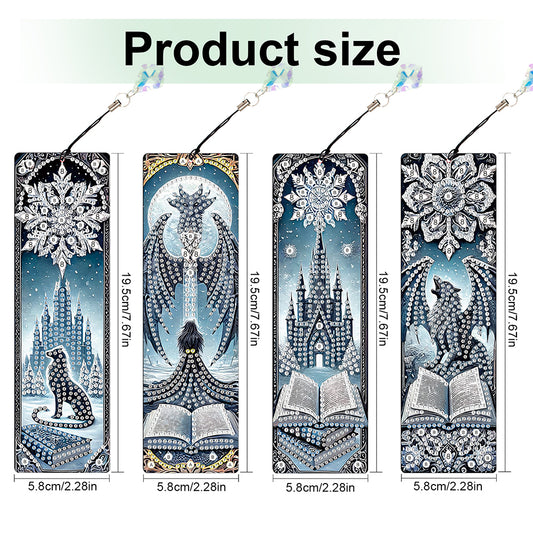 4Pcs Halloween Themed DIY Diamond Painting Bookmark for Reading Enthusiasts