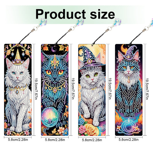 4Pcs Halloween Themed DIY Diamond Painting Bookmark for Reading Enthusiasts