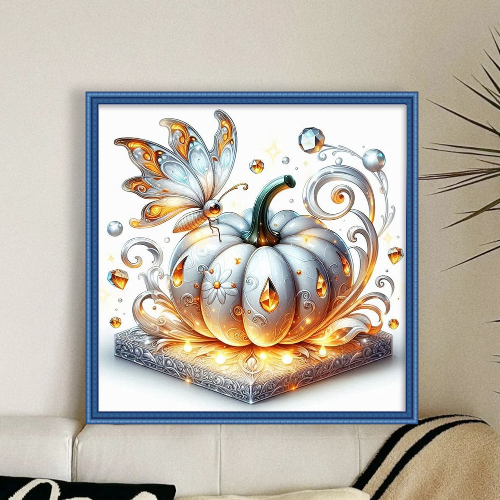 Pumpkin Butterfly - 18CT Stamped Cross Stitch 25*25CM
